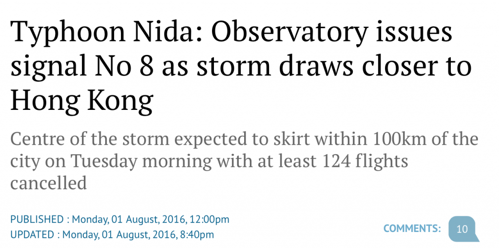 Hong Kong - Typhoon Nida (August 01, 2016) Hong Kong - Typhoon Nida (August 01, 2016)