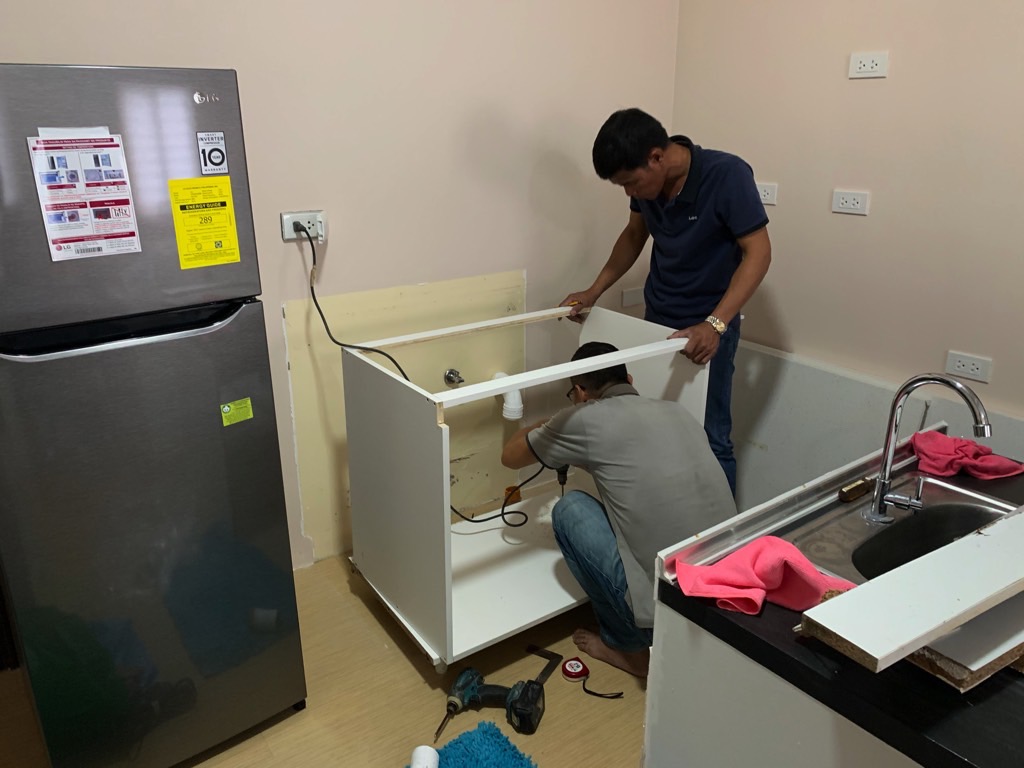 kitchen remodel update; drilling new base cabinet